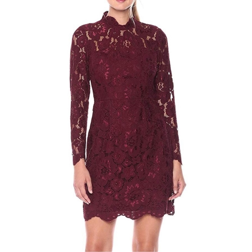 Betsey Johnson | Burgundy Lace Long Sleeved Sheath Dress Size 8